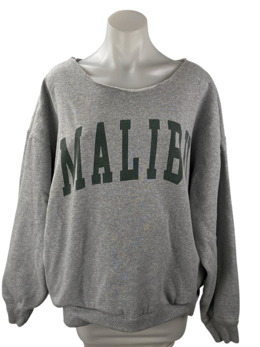 J.Galt Malibu Women's Gray Oversized Crew Neck Long Sleeve Sweatshirt Top Size M